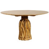 40's Italian gilt wood tassel motif  marble top table