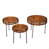 1953 John Risley set of rattan & iron nesting tables