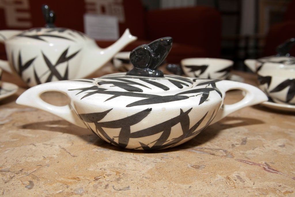 French Raoul Lachenal: c. 1930 Art Deco Ceramic Tea Set