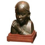 Indochine Bronze Sculpture of a Girl.