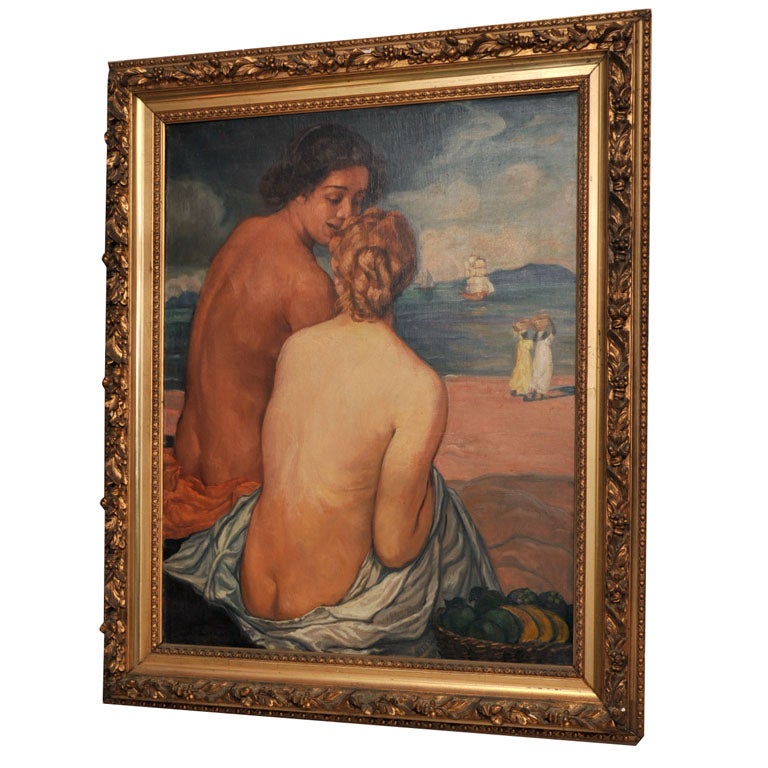 Emile Bernard Post-Impressionist Oil on Canvas, “Nus de Dos”