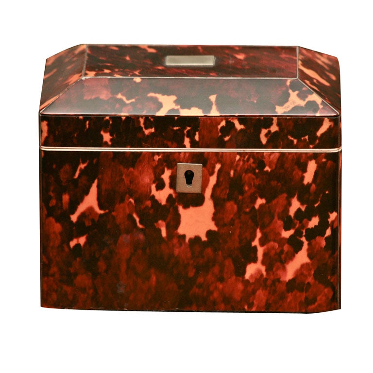 Tortoise shell tea caddy