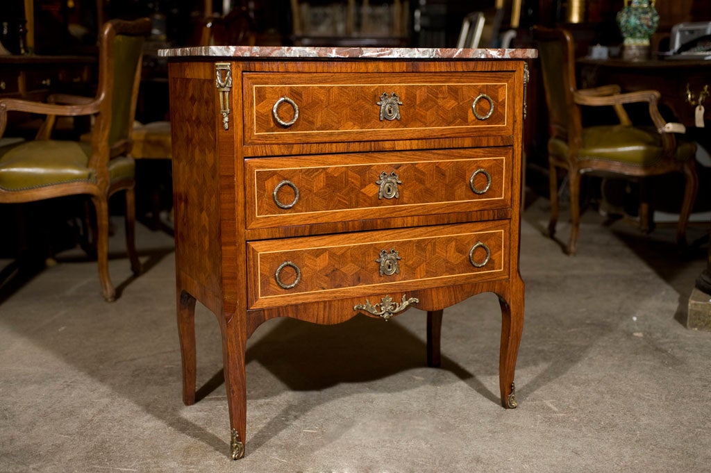 Louis XVI Style Marquetry Commode For Sale 4