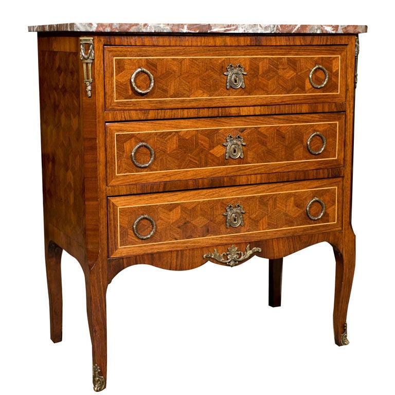 Louis XVI Style Marquetry Commode For Sale