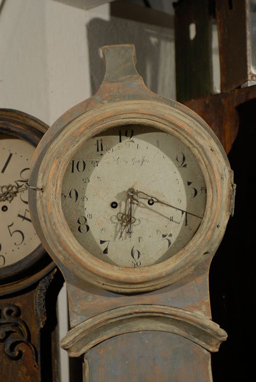 Wood 19th Century Swedish Grandfather Style Clock, Sometimes Known as a Mora Clock