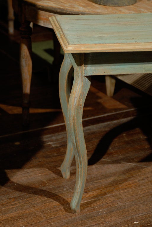 American A Painted Wood Sofa Table with Cabriole Legs.