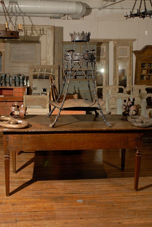 Antique French Brazier With Four Candle Holders Topped With A Tole Crown