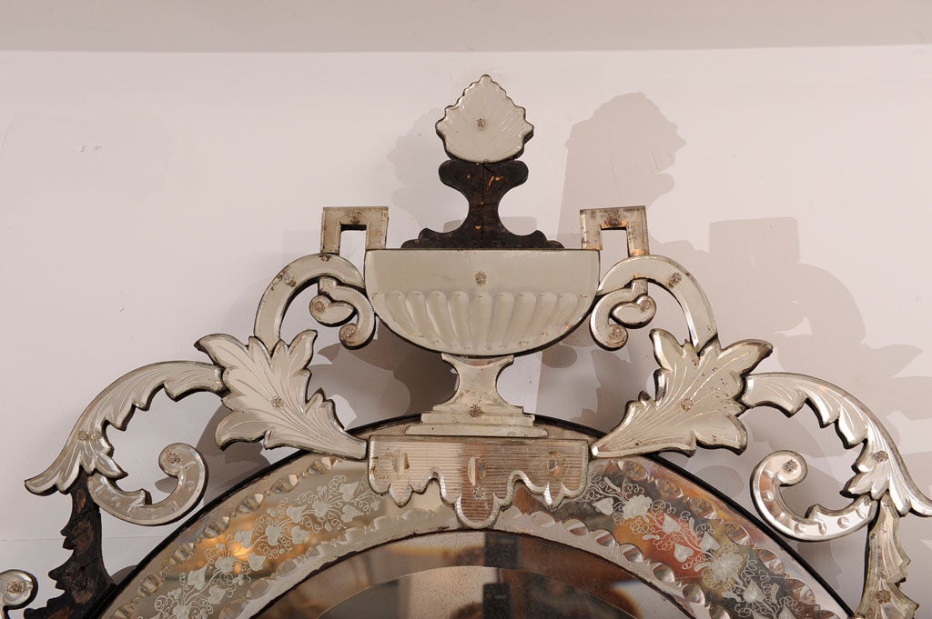 Very Large Early 19th Century Oval Shape Venetian Mirror 1