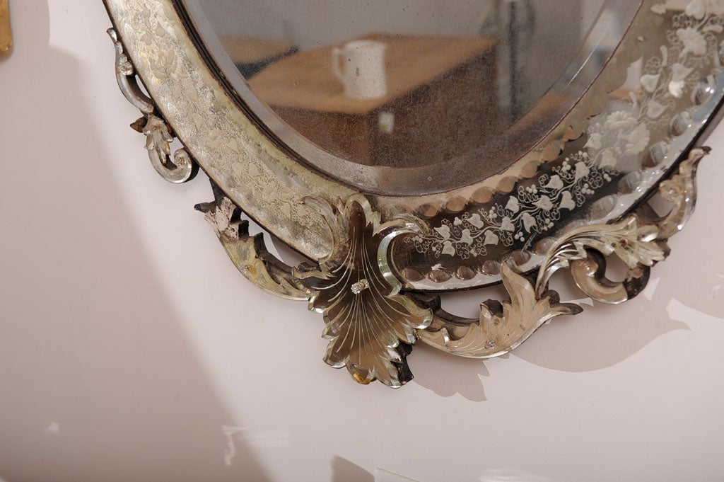 Very Large Early 19th Century Oval Shape Venetian Mirror 3