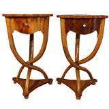 PAIR OF BURL WALNUT END TABLES