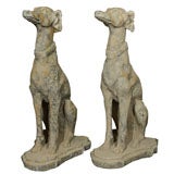 Pair of Composed Stone Seated Whippets