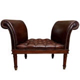 PAIR OF ENGLISH TUFTED LEATHER WINDOW BENCHES PAIR OF ENGLISH TUFTED LEATHER WINDOW BENCHES