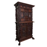 Antique WELL CARVED NORTH ITALIAN WALNUT RENAISSANCE CABINET