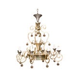 1940
s unique silvered and white metal chandelier