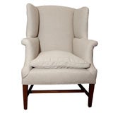 A Georgian Wing Chair Upholstered in Belgian Linen, Circa 1820