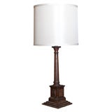 An English Column Lamp with Custom Shade, Circa 1860