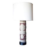 Antique A French Print Roll Lamp Base with Custom Shade, Circa 1880