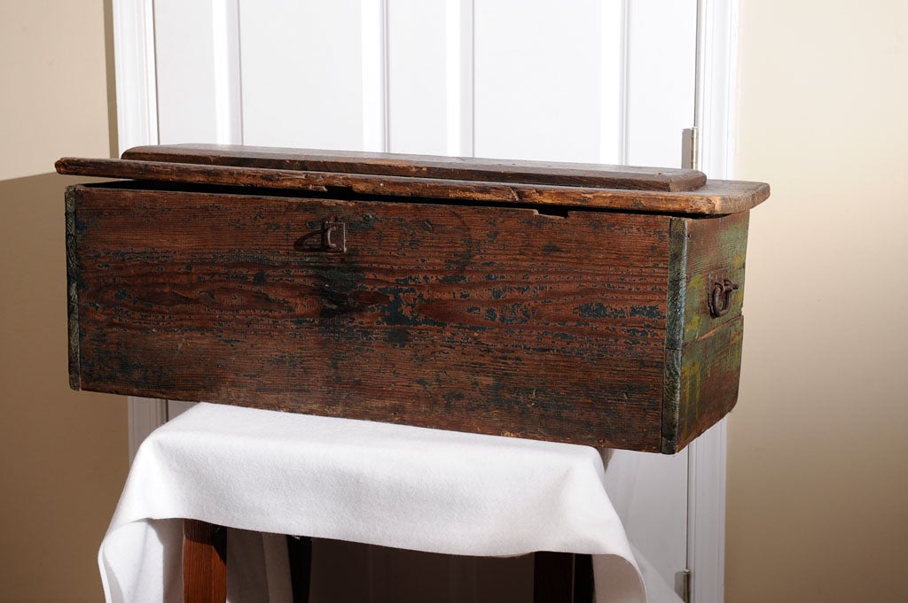 Antique Green Oak Tool Chest