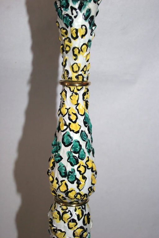 Floor Lamp Mid Century Modern Sculptural Ceramic and brass Italy 1940's In Good Condition For Sale In New York, NY