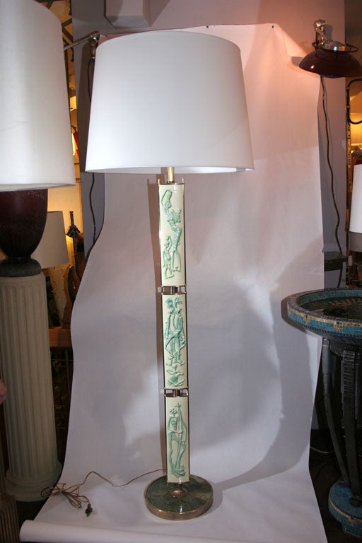 Floor Lamp Mid Century Modern Sculptural Ceramic and brass Italy 1940's
New sockets and rewired
Shade not included