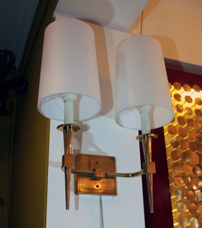 A Pair of Italian Brass Art Moderne Sconces 1