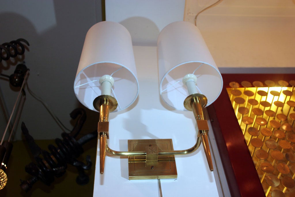 A Pair of Italian Brass Art Moderne Sconces 2