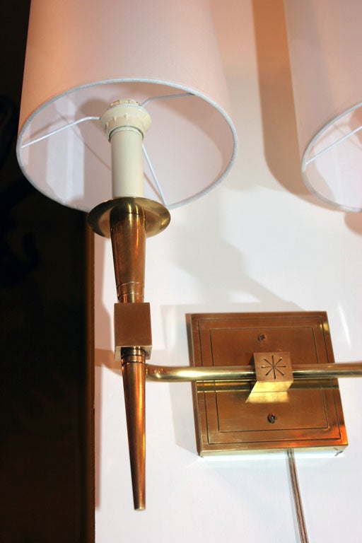 A Pair of Italian Brass Art Moderne Sconces 3