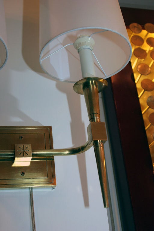 A Pair of Italian Brass Art Moderne Sconces 4