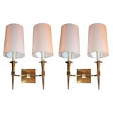 A Pair of Italian Brass Art Moderne Sconces