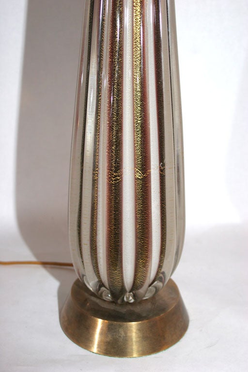 Seguso Table Lamp Murano Art Glass Italy, 1950s In Good Condition For Sale In New York, NY