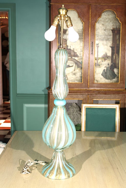 Italian Tall Venetian Murano Glass Lamp