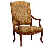 Regence Style Tapestry Armchair in Walnut