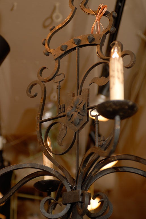 Mid-20th Century Iron Chandelier For Sale