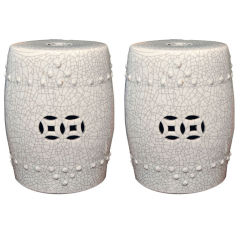 Pair of Chinese Crackle Glaze Ceramic Garden Seats