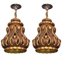 Pair of Italian Ceramic Hanging Lanterns