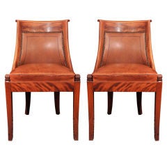 Pair of French Empire Style Mahogany Chairs