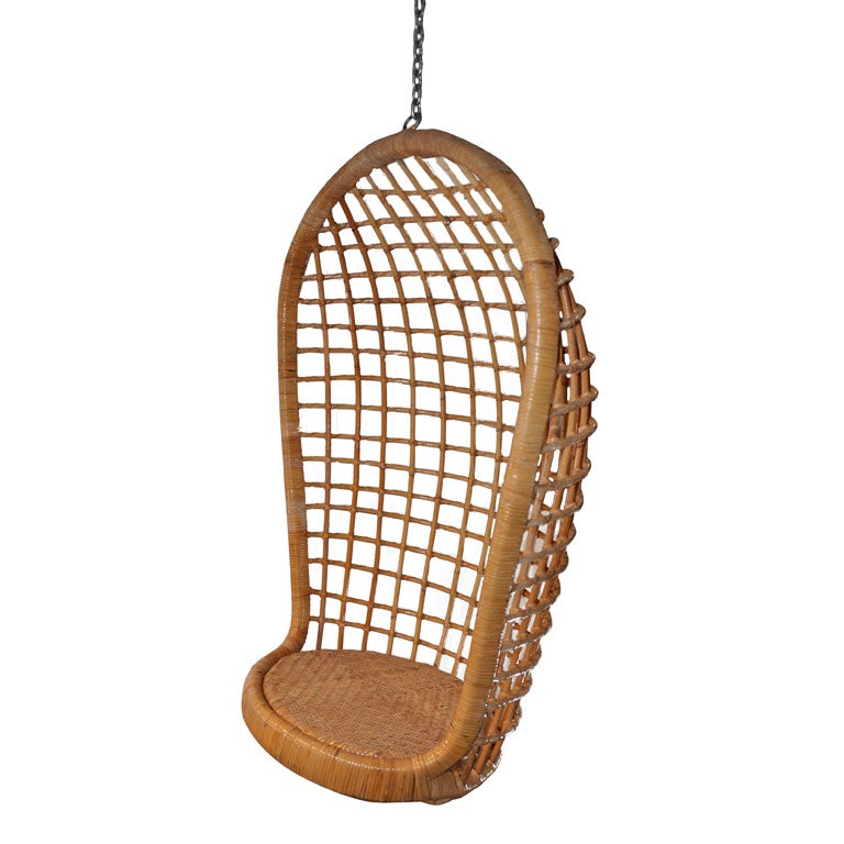 Vintage Rattan Hanging Egg Chair At 1stdibs, Mid Century Egg Chair Wicker