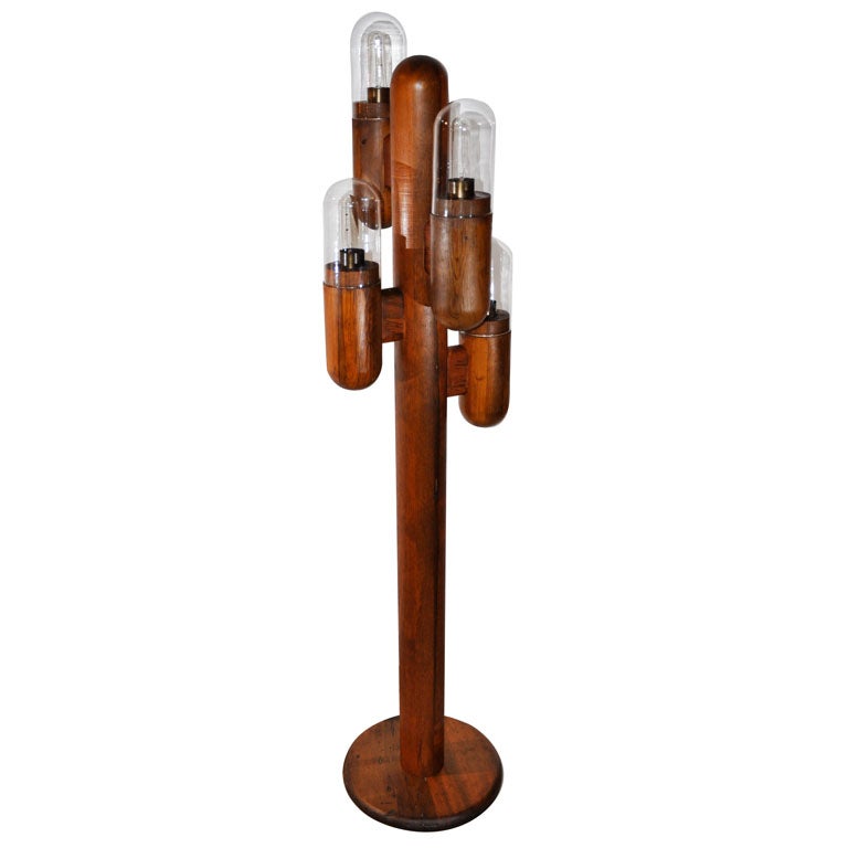 Oneofakind Solid Wood Cactus Floor Lamp at 1stDibs wood cactus