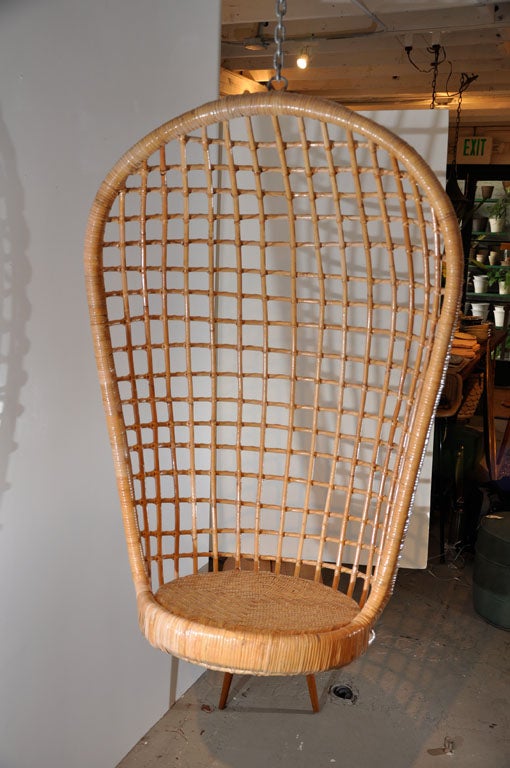 Vintage Rattan Hanging Egg Chair at 1stdibs