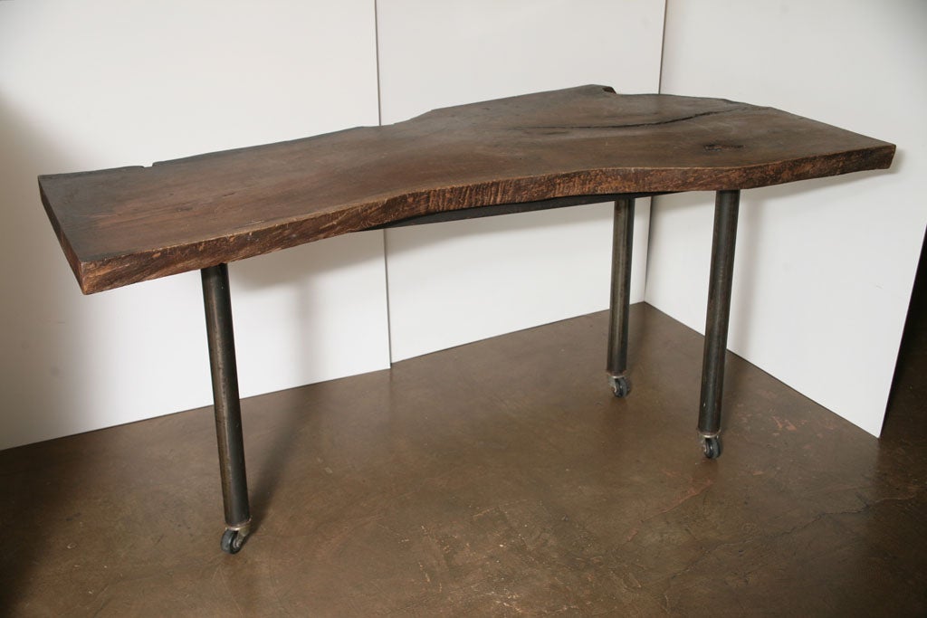 California Studio Free Edge Cypress & Steel Table