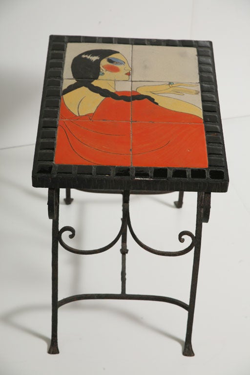 American Art Deco California Tile Occasional End Table, Catalina