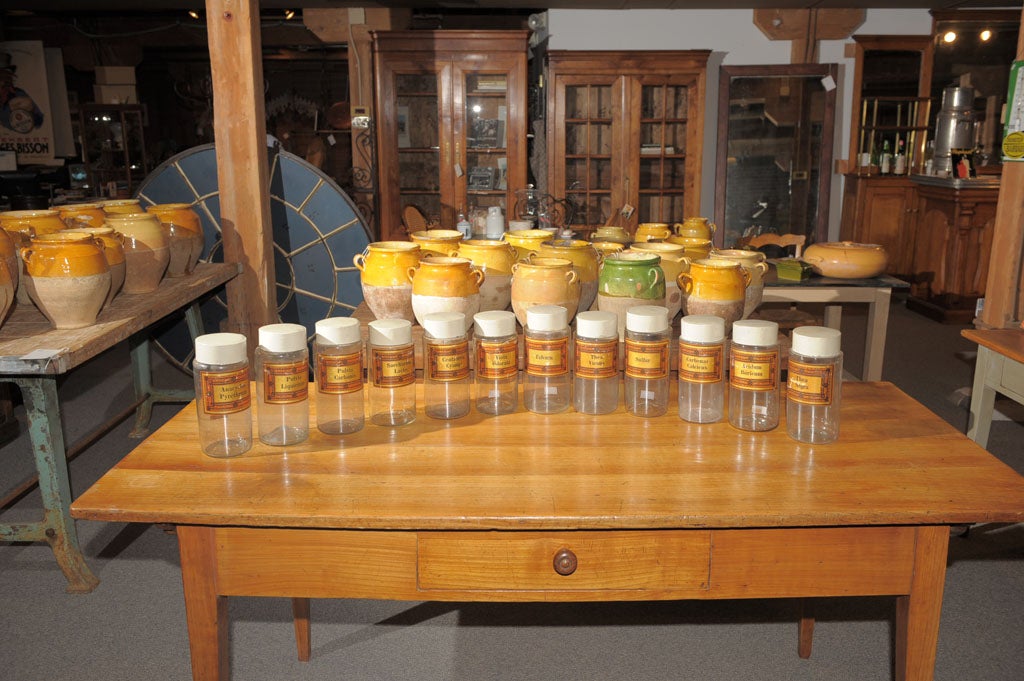 French Glass Pharmacy Jars with Lids