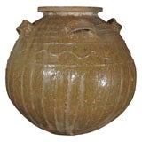 French Glazed Pottery Container for Walnut Oil