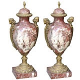 Handsome Pair of Marble and Bronze Dore Cassolettes