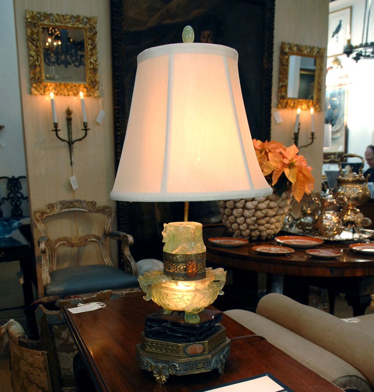 Carved Chinese Hardstone Box as Lamp