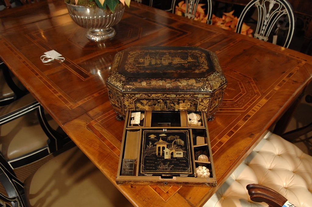 Chinese Chinoiserie Sewing Box with Nantucket Provenance