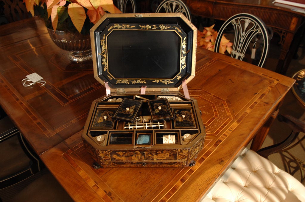 19th Century Chinoiserie Sewing Box with Nantucket Provenance