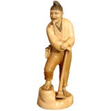 Japanese Carved Ivory Worker / Farmer