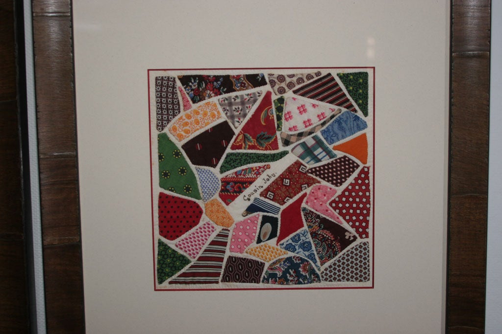19th Century Pair of Framed Antique Applique Crazy Quilt Album Blocks