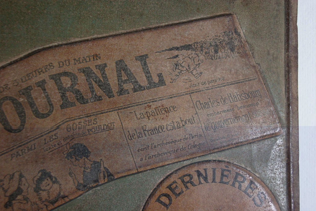 Tin Trade Sign:  LE JOURNAL - EN VENTE ICI For Sale 2